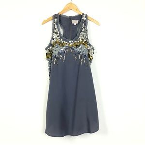 Blue Gray Sleeveless Shift Dress Sleeveless